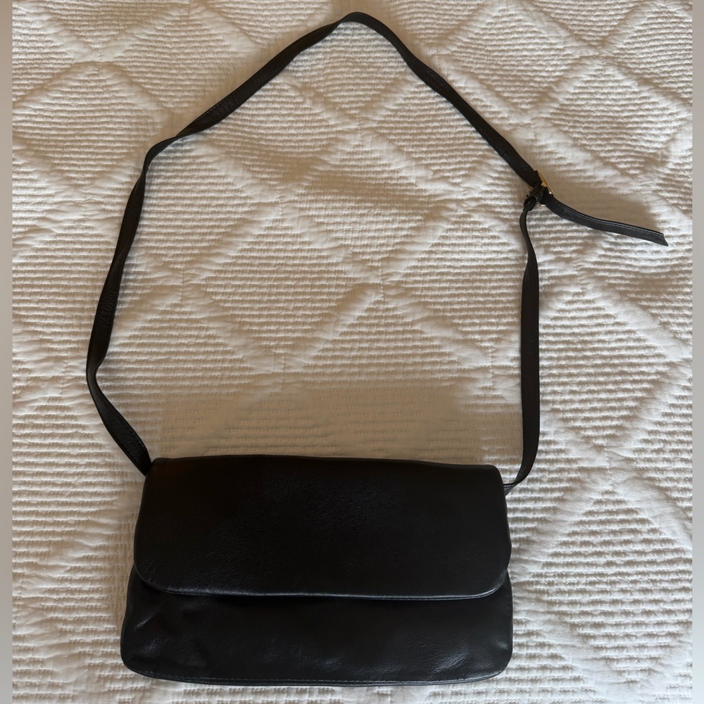 Black Italian Leather Crossbody Bag